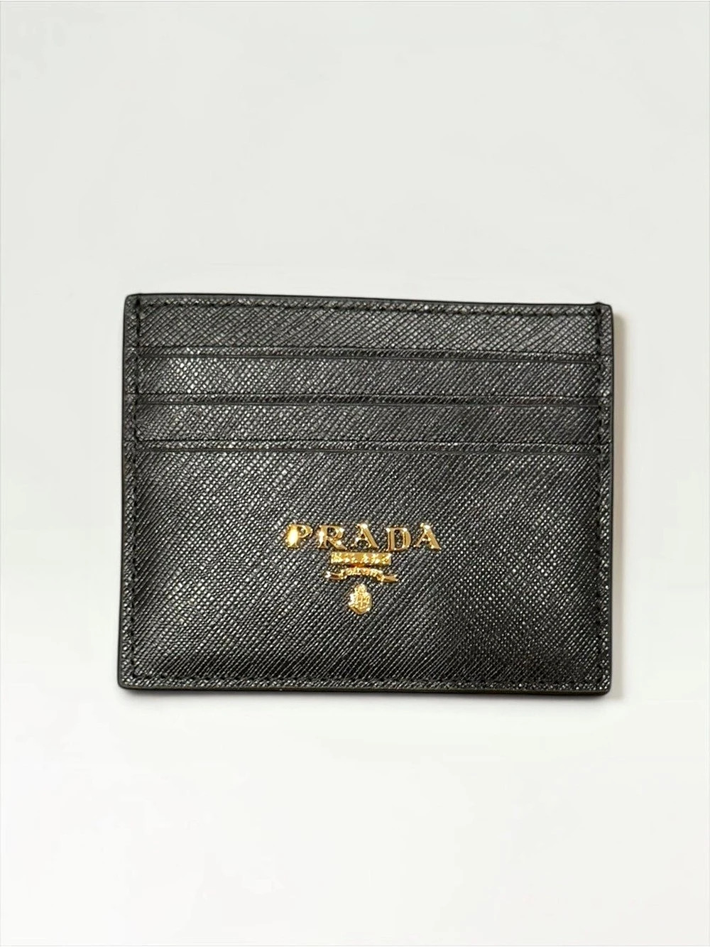 Prada Saffiano Leather Card Holder Black